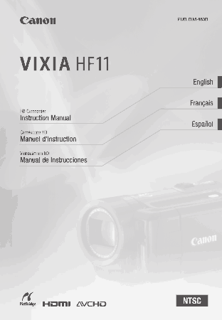 CANON HD Camcorder VIXIA HF11 Instruction Manual