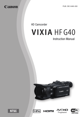 CANON HD Camcorder VIXIA HFG40 Instruction Manual