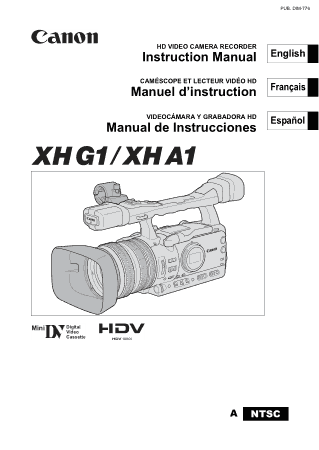 CANON HD Camcorder XHG1 XHA1 Instruction Manual