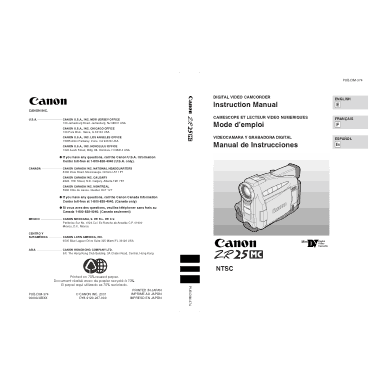 CANON HD Camcorder ZR25MC Instruction Manual