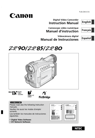 CANON HD Camcorder ZR90 Instruction Manual