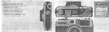 Digital Camera CANON DEMI EE17 Instruction Manual