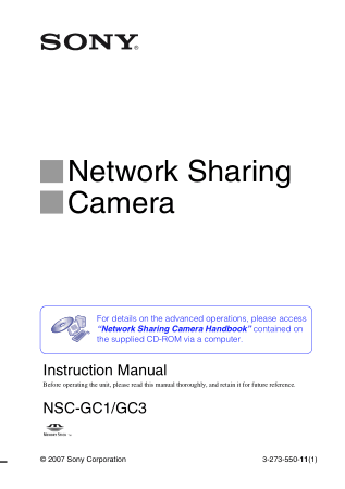 SONY Camera NSC-GC1 Instruction Manual