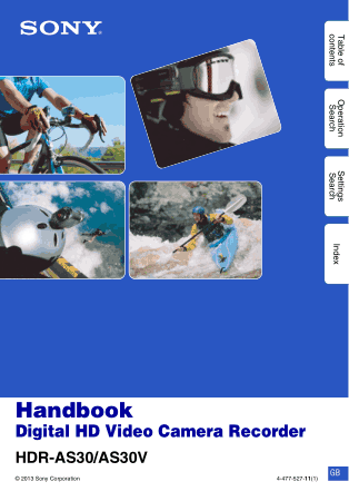 SONY Digital HD Video Camera Recorder HDR-AS30 AS30V HandBook