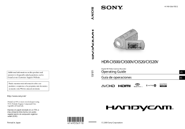 Free Download PDF Books, SONY Digital HD Video Camera Recorder HDR-CX500 CX520 Operating Instructions