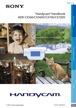 Free Download PDF Books, SONY Digital HD Video Camera Recorder HDR-CX560 CX700 HandBook