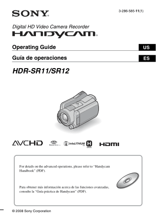 Free Download PDF Books, SONY Digital HD Video Camera Recorder HDR-SR11 SR12 Operating Guide