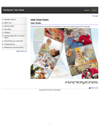 Free Download PDF Books, SONY Digital HD Video Camera Recorder HDR-TD30 TD30V User Guide