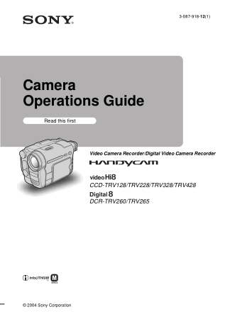 SONY Digital Video Camera Recorder DCR-TRV260-265 CCD-TRV128-428 Operation Manual