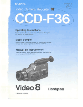 SONY Video Camera Recorder CCD-F36 Operating Instructions