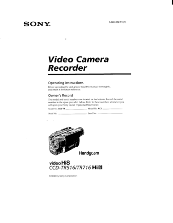 SONY Video Camera Recorder CCD-TR516 TR716 Operating Instructions