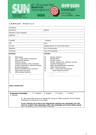 Example of Company Profile to Download Template
