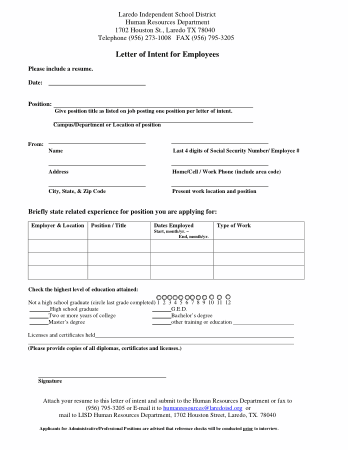 Free Download PDF Books, Letter Of Intent For Employment In PDF Template