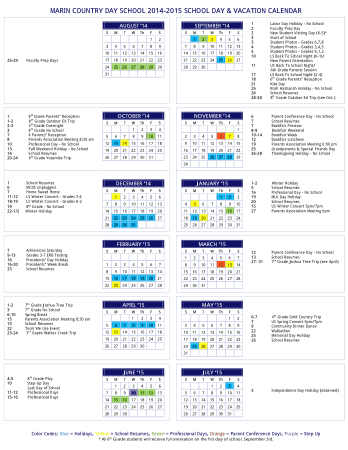 School Vacation Calendar Template
