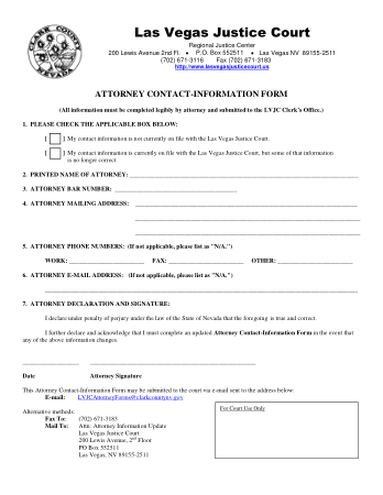 Attorney Contact Information Form Template