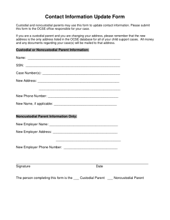 Contact Information Update Form Pdf Template