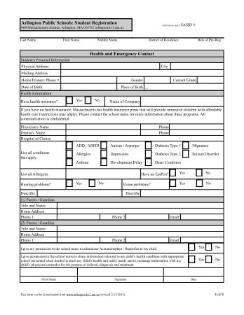 Health Emergency Contact Form Template