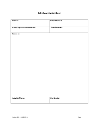 Telephone Contact Form Template