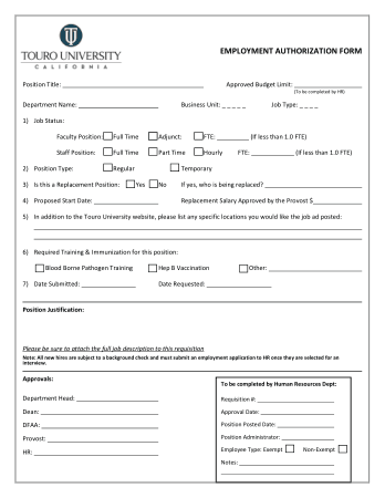 Free Download PDF Books, Example of Employment Authorization Form Template