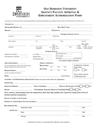 Free Download PDF Books, Faculty Employment Authorization Form Template
