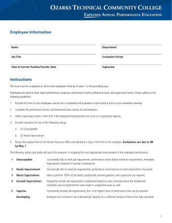 Free Download PDF Books, Annual Employee Evaluation Form Template