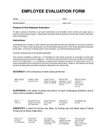 Free Download PDF Books, Basic Employee Evaluation Form Template