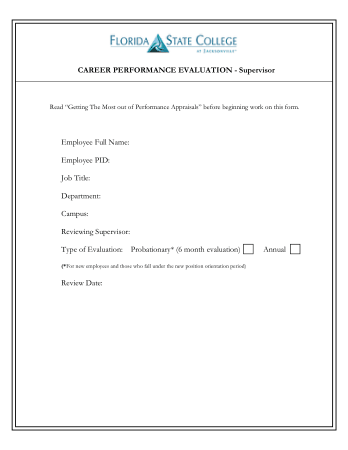Free Download PDF Books, Career Employee Performance Evaluation Form Template