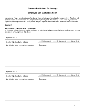 Free Download PDF Books, Employee Self Evaluation Form Example Template