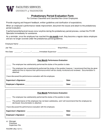 Free Download PDF Books, Probationary Employee Performance Evaluation Form Template