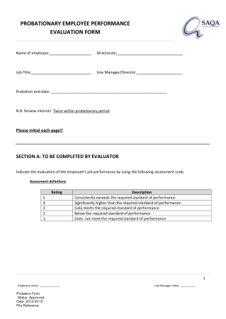 Free Download PDF Books, Probationary Employee Performance Self Evaluation Form Template