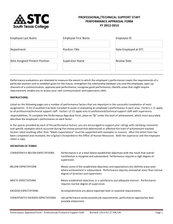 Technical Employee Evaluation form Template