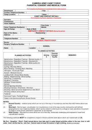 Free Download PDF Books, Army Parental Medical Consent Form Template