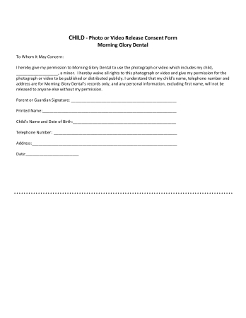 Child Photo Consent Form Template
