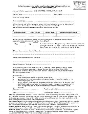 Collective Passport Consent Form Template
