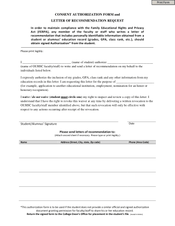 Consent Authorization Form Template
