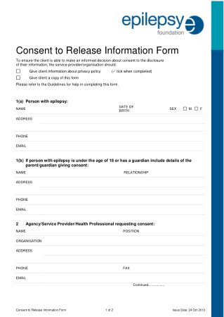 Consent To Release Information Sample Form Template