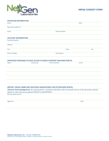 Hipaa Lab Consent Form Template