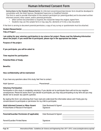 Human Informed Consent Form Template
