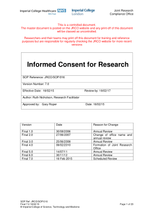 Informed Consent for Research Template