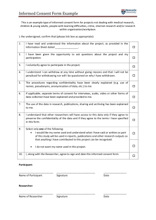 Informed Consent Form Example Template
