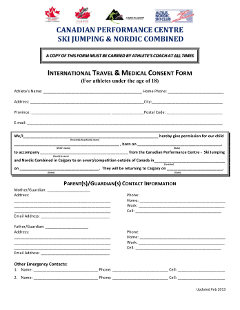 International Travel and Medical Consent Form Template