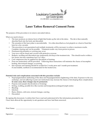 Laser Tattoo Removal Consent Form Template