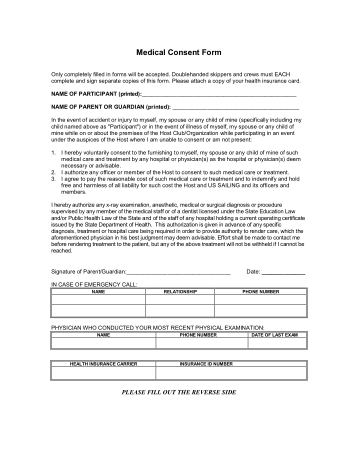 Medical Consent Form Template Free Template