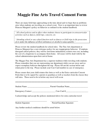 Music Travel Consent Form Template