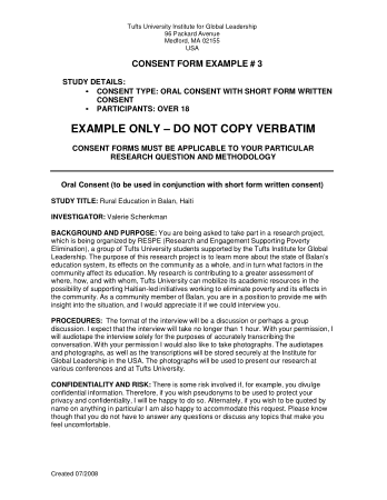 Oral Consent with Short Form Written Consent Template