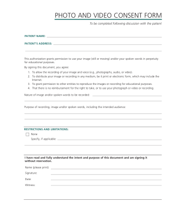 Photo And Video Consent Form Template