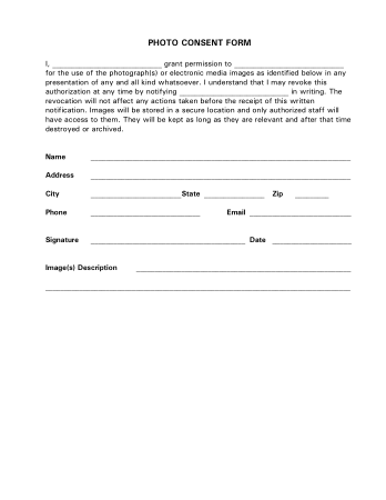 Photo Consent Form Example Template