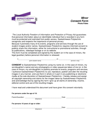 Photo Consent Form For Minors Template