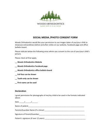 Photo Consent Form For Social Media Template