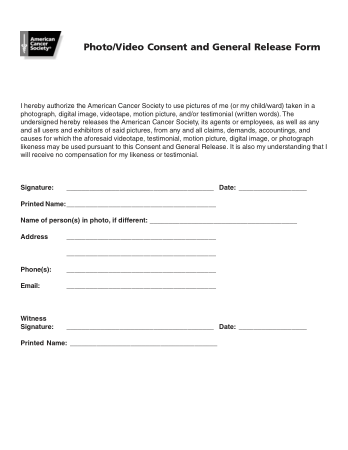 Photo Video Consent Form Template